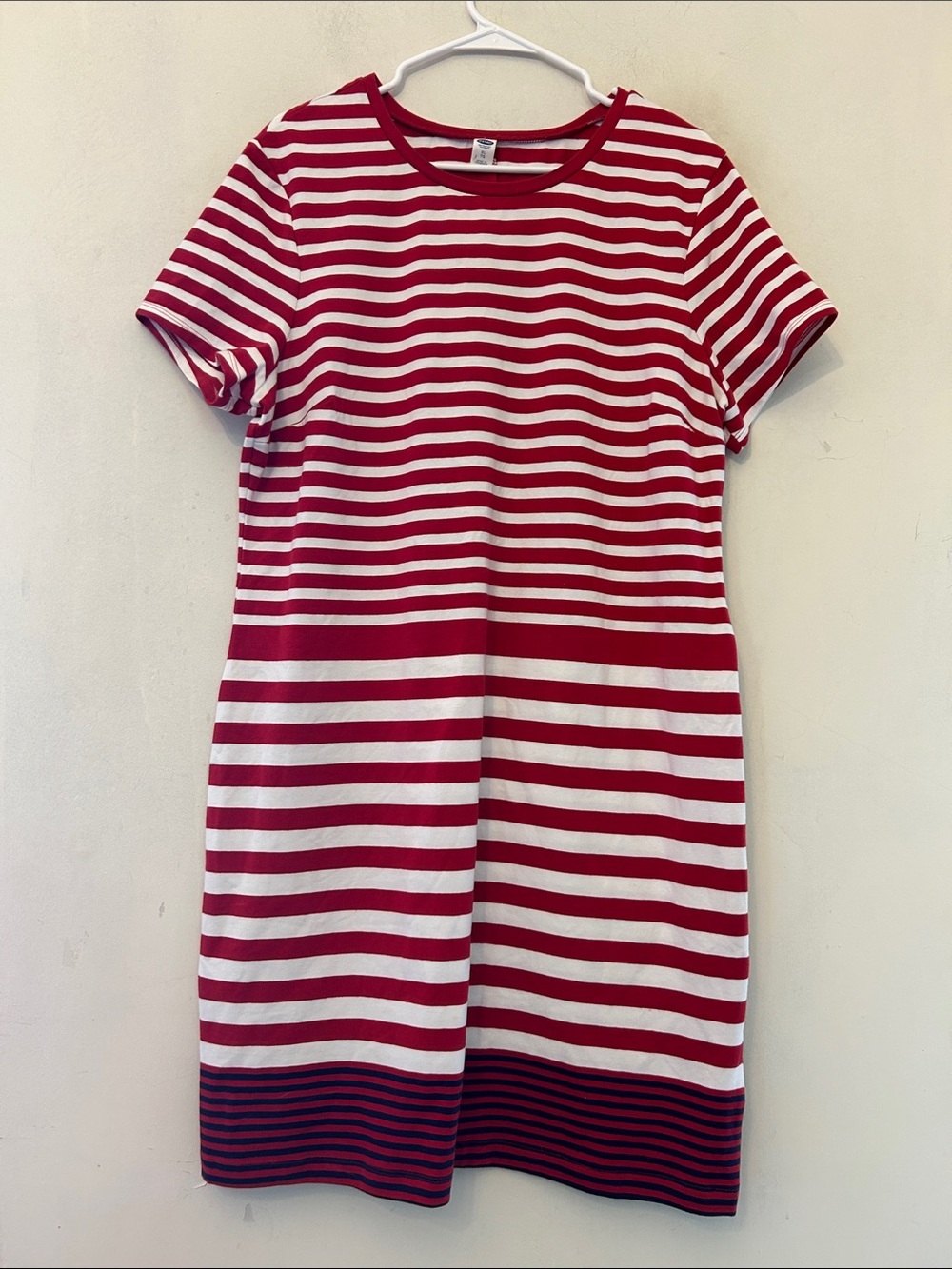 Old Navy Red and White Striped Short Sleeve tee shirt Dress Size XL EUC